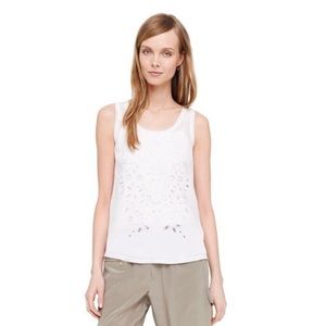 Club Monaco black silk and linen Eyelet cutout tank